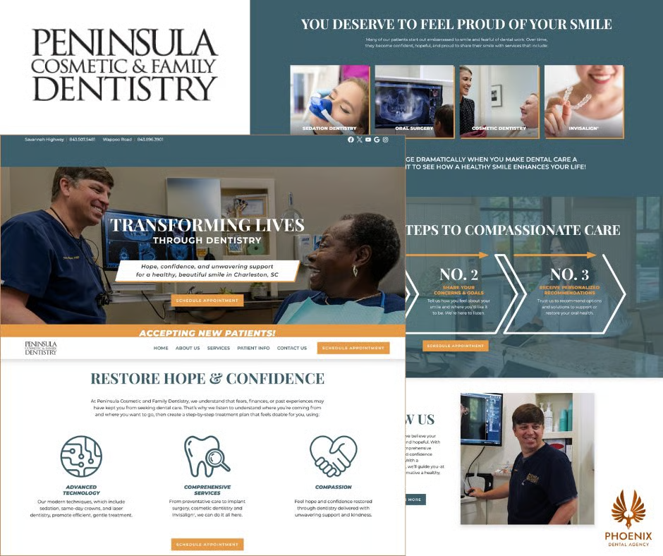 Peninsula Cosmetic & Family Dentistry's new site delivers a sleek design, enhanced functionality, and an improved user experience—perfectly reflecting the practice’s commitment to excellence.