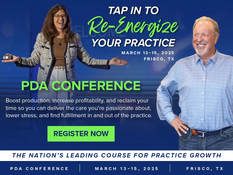 Attend the nation's leading course for practice growth to boost your productivity, increase profitability, and align your team so you can focus on taking great care of patients and lower your stress.